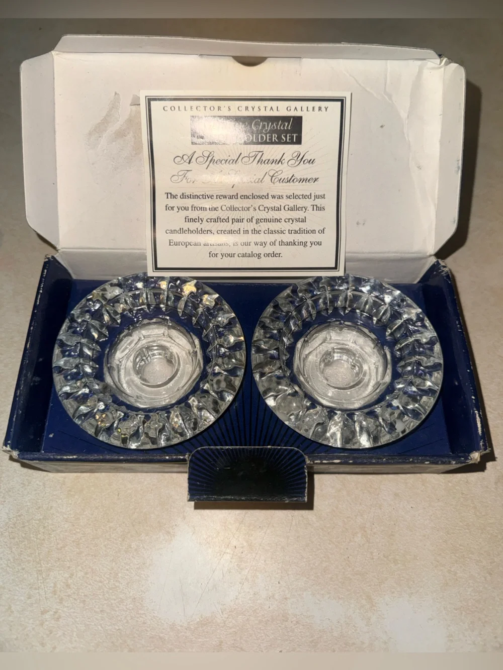 Vintage Genuine Crystal Candlestick Set in original box